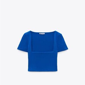 Zara Blue Square Neck Women's Top